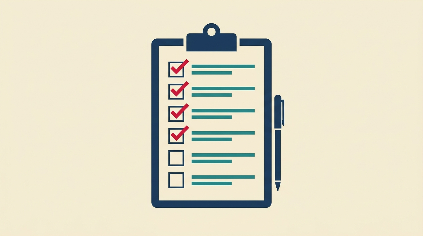 BVG checklist dokumentov — clipboard so zoznamom a odškrtávacími políčkami